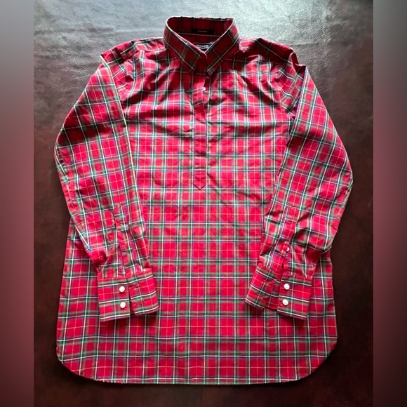 Lands’ End Red Plaid Tunic Shirt, size 12 - Picture 1 of 5